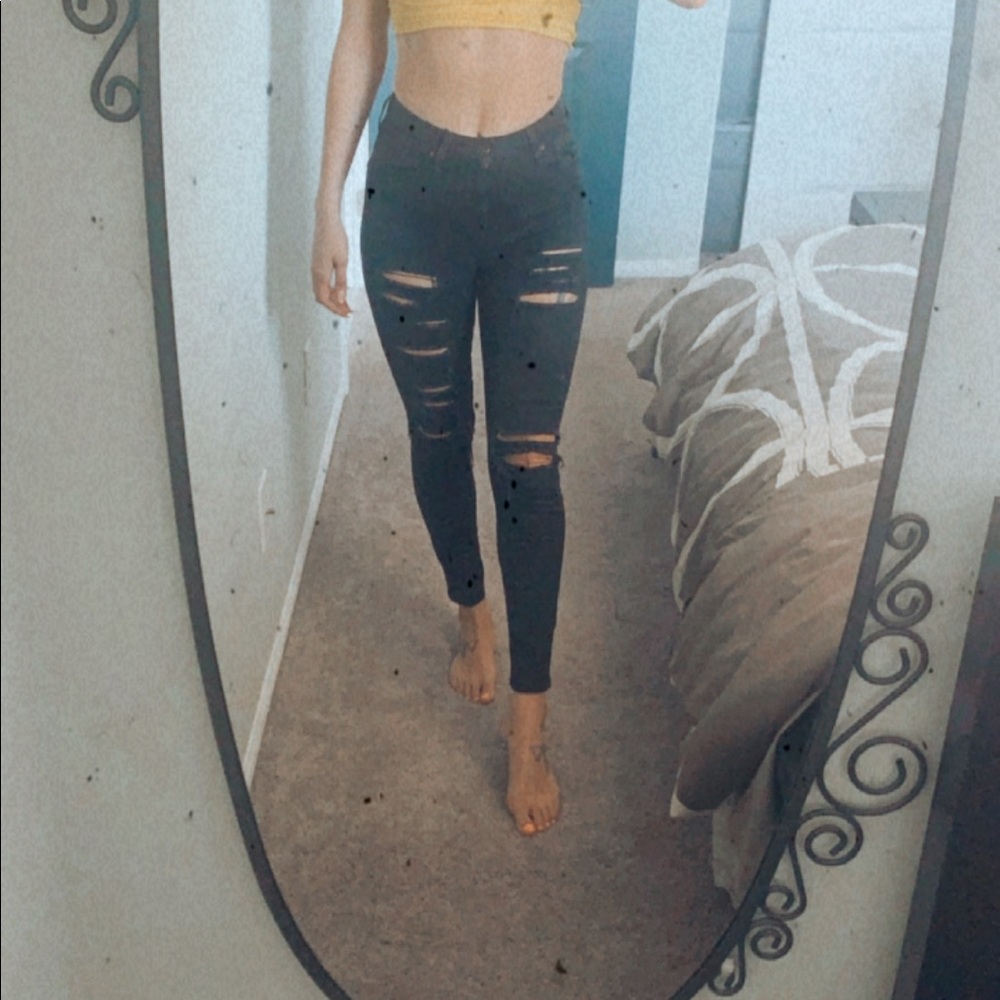 Top shop black distressed jeans